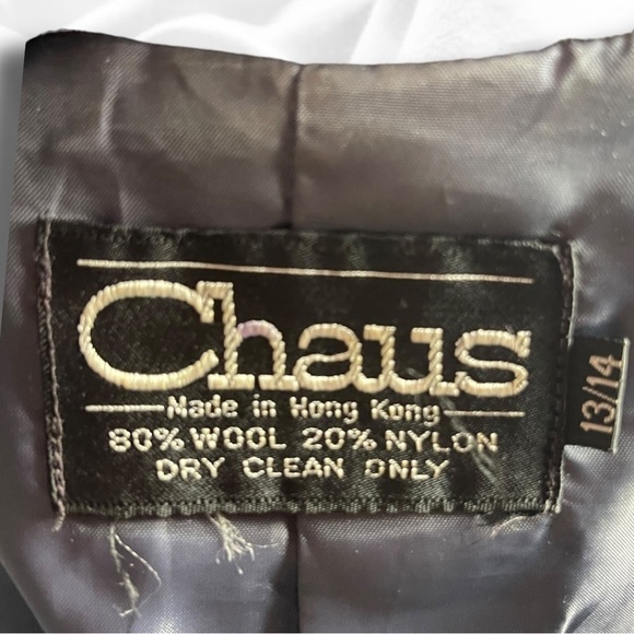 Vintage Chaus Lined 2 Button Boxy Classic Wool Blend Blazer Size 13/14 Gray - Picture 8 of 10